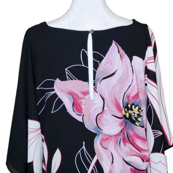 White House Black Market Magnolia Floral Kimono Sleeve V-Neck Blouse Small - Picture 7 of 11